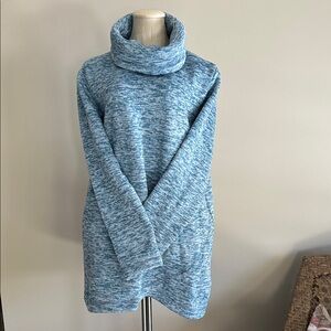 Lands' End Heathered Blue Cowl Neck Sweater